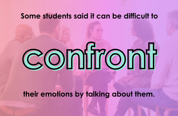 Some students said it can be difficult to confront their emotions by talking about them.