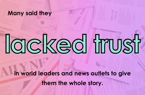 Many said they lacked trust in world leaders and news outlets to give them the whole story.
