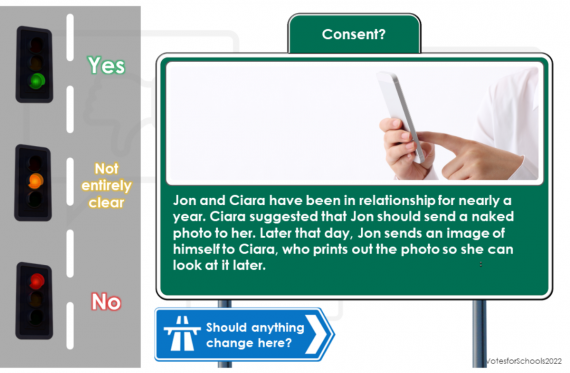 Scenario activity, for relationships & sex education lesson discussing consent by VotesforSchools