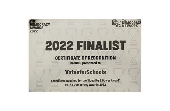 Democracy Award 2022 Finalist Certificate
