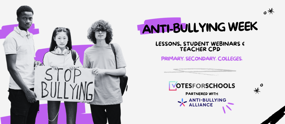 Anti-Bullying Alliance and VotesforSchools Partnership Banner